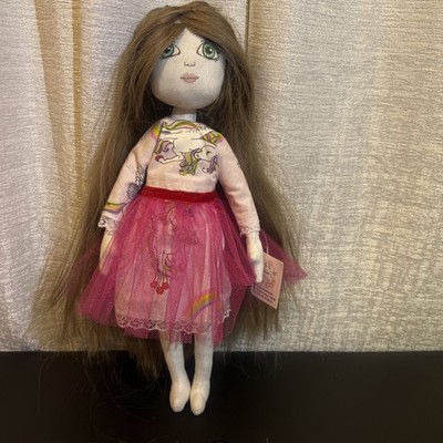 Handmade Beautiful Long Brown Hair Pink Tutu   Rag Doll