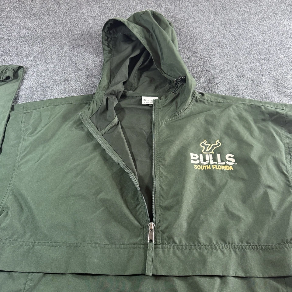 USF South Florida Bulls Champion Green Windbreaker Rain Light Jacket Men's L - Image 2 of 4
