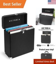 Elegant Black Vinyl Record Storage Case Holds 30 LPs   Protect Your Treasures