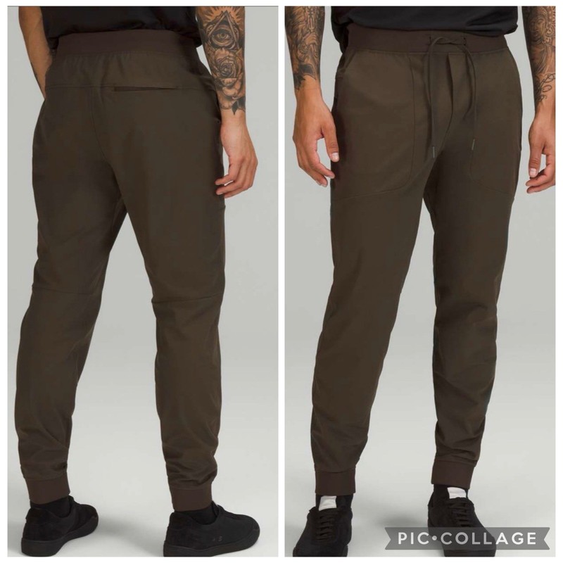 LULULEMON MENS ABC Joggers L Dark Green Olive Pants Stretch Performance LM5A0JS