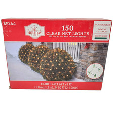 Holiday Time 150-Count Clear Incandescent Net Lights, 24 sq. ft. - NEW IN BOX 