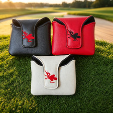 Golf Mallet Putter Cover PU Leather Spider Web Embroidery Magnetic Closure