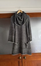 Roman - Black & White Roll Neck Jumper Dress - Size 22