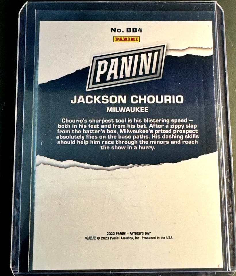 Jackson Chourio 2023 Bowman Fathers Day Rookie Card RARE - Image 2 of 2