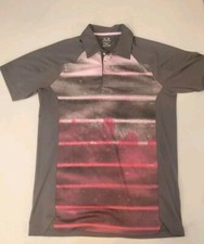 Oakley Polo Shirt Mens Small Gray Pink Short Sleeve Golf Casual Hydrolix S