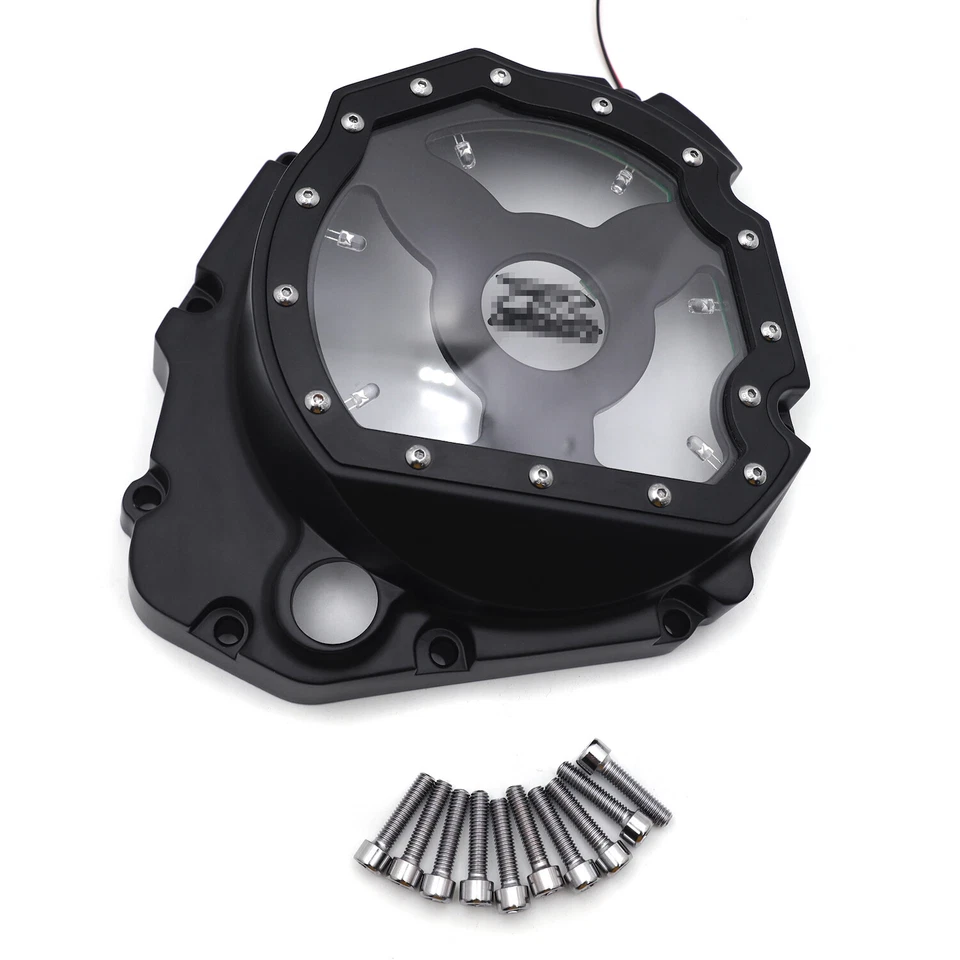 Tampa de embreagem de motor LED preta com branca para 2001-2005 Suzuki GSXR 600 750 1000 - Imagem 2 de 4