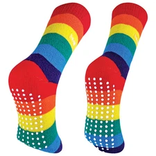 THMO - Mens & Womans Thick Winter Thermal Rainbow Slipper Socks with Grips