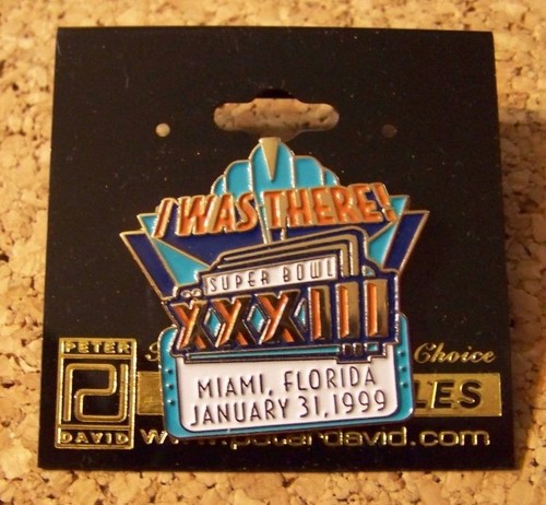 SB Super Bowl XXXIII 33 logo I Was There lapel pin Broncos Falcons Miami AIBM