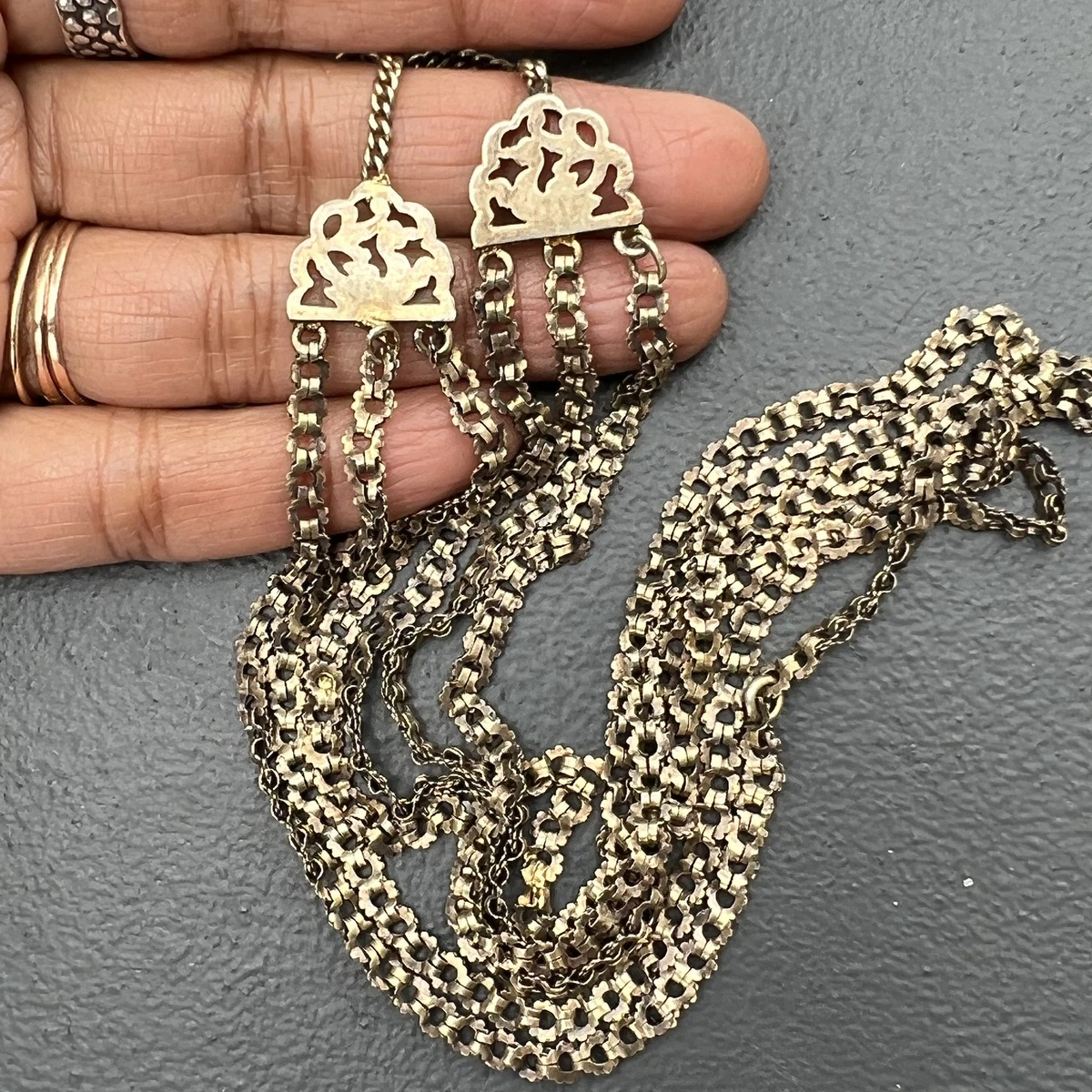 Antique gold layered necklace deals