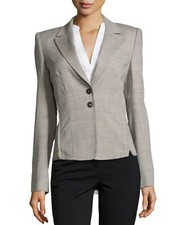 NWT ESCADA 1450 SHADOW WOOL BLEND TWO BUTTON BOLLA BLAZER JACKET SZ 40 US 10