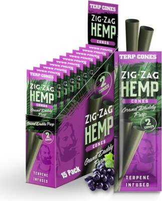 ZIG-ZAG GRAND DADDY PURPLE TERPENE INFUSED CONES   15 PACKS 2 CONES EACH PACK