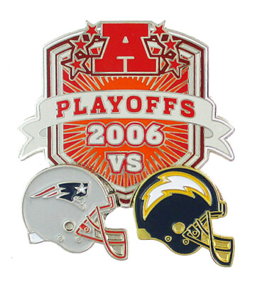 2006 NFL AFC Divisional Series Dueling Helmets Pin - Patriots vs Chargers