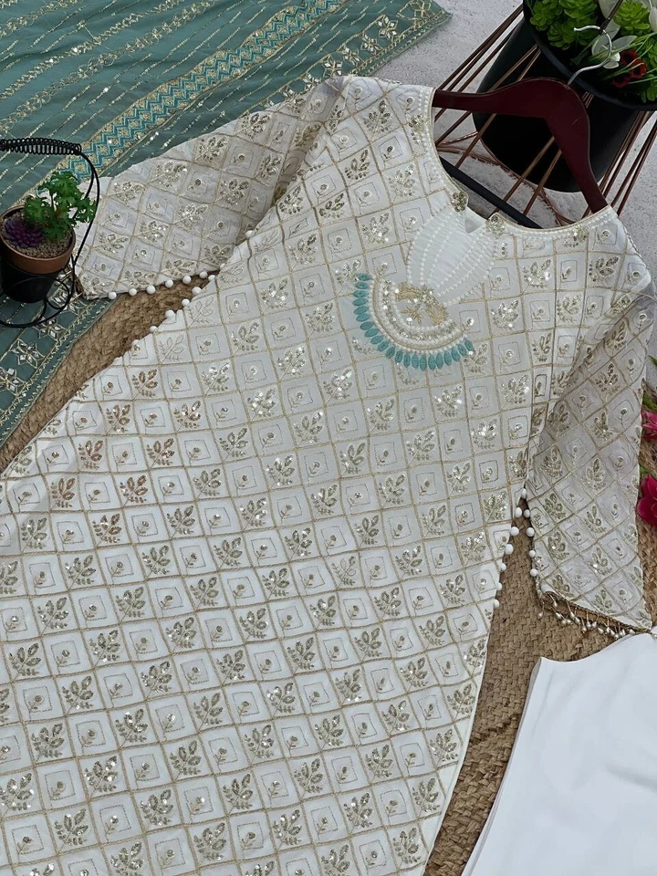 Дизайнерские пакистанские готовые к носке костюмы Salwar Kameez индийская свадьба вечеринка Kurta - Изображение 4 из 4
