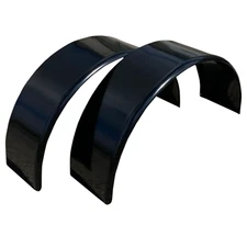 2-Pack Aluminum BLACK Round Smooth Trailer Cargo Fender 10" X 36" X 18"