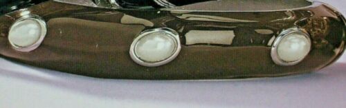 Neuf avec étiquettes bracelet signé Cookie Lee Uptown à charnières perle émail marron argent  - Photo 1/5