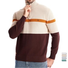 Men's Slim Fit Quarter Zip Sweater Casual Knitted Pullover Warm Sweaters