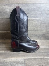 Man-Made Leather Cowboy Boots Made in USA Black Cherry Size 7.5