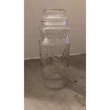 Vintage 1980 Planters Mr. Peanut Glass Jar with Lid Canister Collectible Star