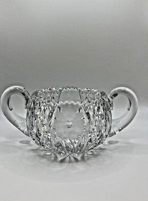 Antique Vintage  American Brilliant Cut Glass Sugar Bowl 1980s Cut Glass 