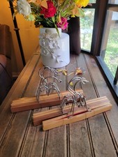 Vintage lot of 6 Wooden Pants Hanger One is Made in Germany  Red Felt Pads 