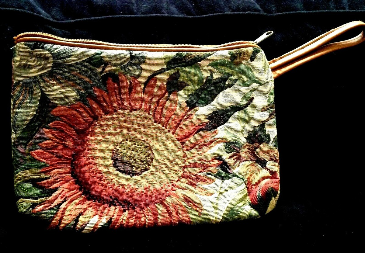 90's Tapestry Clutch Bag 'Sunflower' - famed Portmanteau, Portland, Maine  NWT