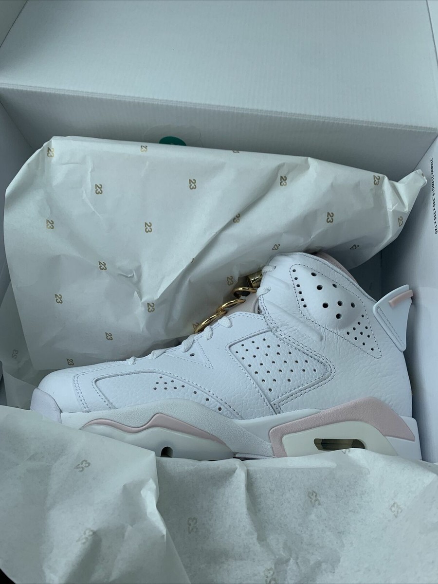 WMNS Nike Air Jordan VI Retro Gold Hoops 5-12 White Barely Rose DH9696-100
