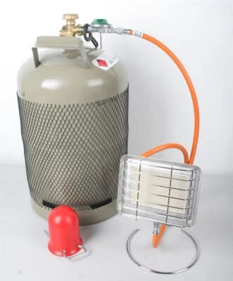 GAZCAMP 11 kg Gasflasche HPV Heizstrahler Standfuß 2 kw Schlauch 1,5 m Regler Schlüssel
