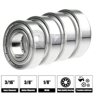4x SR166ZZ 3/16in x 3/8in x 1/8in Stainless Steel Ball Bearing R166zz 2Z NEW