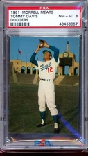 1961 Morrell Meats Tommy Davis PSA 8 NM-MT Los Angeles Dodgers
