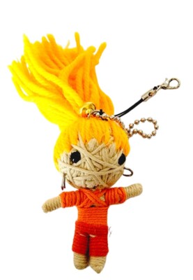String Doll Keychain Artisan Crafted Yarn Hair Ponytail Clothes Bag Clip Keyring