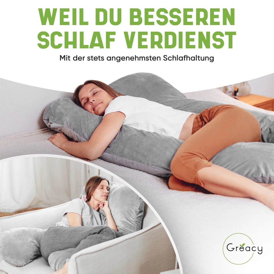 Greacy Seitenschläferkissen mit Bezug - Stillkissen XXL, Schwangerschaftskissen - Bild 3 von 4