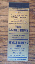 DAVID LIONEL PRESS MATCHBOOK COVER: ARVILLE TILLERY HOT SPRINGS AR MATCHCOVER -C