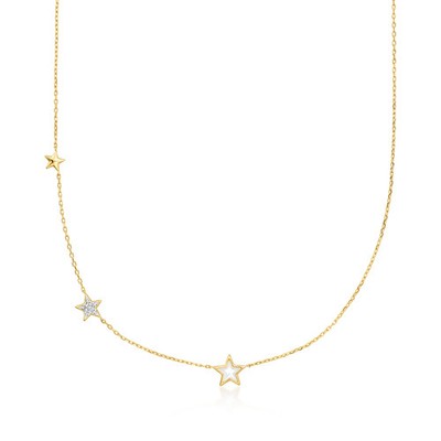 Ross-Simons Mop & Lab-Grown Diamond Star Ncklc in 18k Gold Plate 18 inches