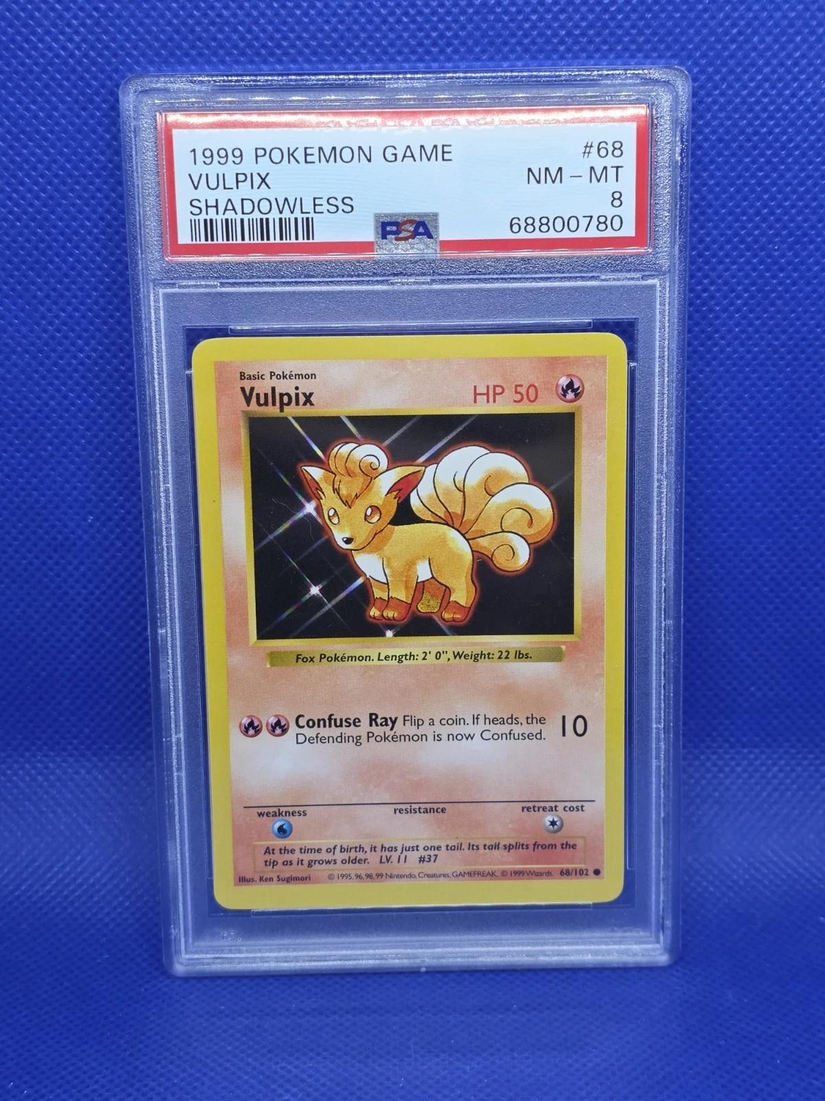 1999 Pokemon Base Set Vulpix Shadowless Card #68 PSA 8