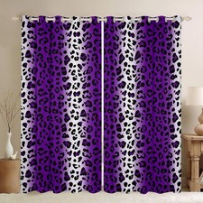 Feelyou Safari Curtains Leopard Window Drapes Girls Women Purple Cheetah Prin...