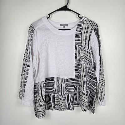 Habitat Women's Size Small White Black Asymmetrical Block Shirt