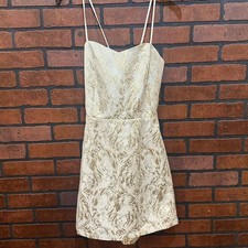 Forever 21 White and Gold Shimmery Formal Dress - M NEW Wedding Guest Bach Party