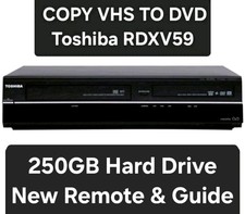 Toshiba RDXV59DTKB Copy VHS to DVD Recorder 250GB Hard Drive & Remote (Button)