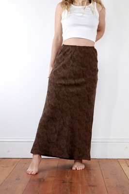 Vintage Country Casuals Womens Size S 90s Style Long Brown Spring Midi Skirt