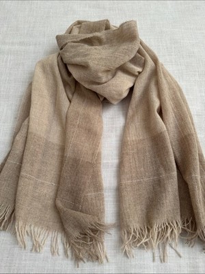 Falconeri Luxurious Wool Beige Shawl Wrap Oversized Scarf 28 x75  Made in Italy