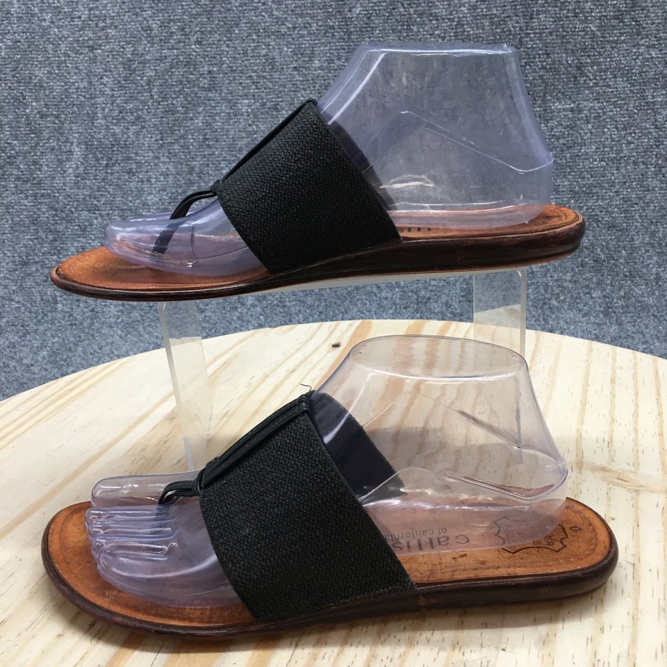 Callisto of California Sandals Womens 10 Slip On Slides Black Leather Comfort - image 2 of 4