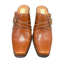 Vintage Studio Works Tan Brown Leather Mules - Size 7.5M