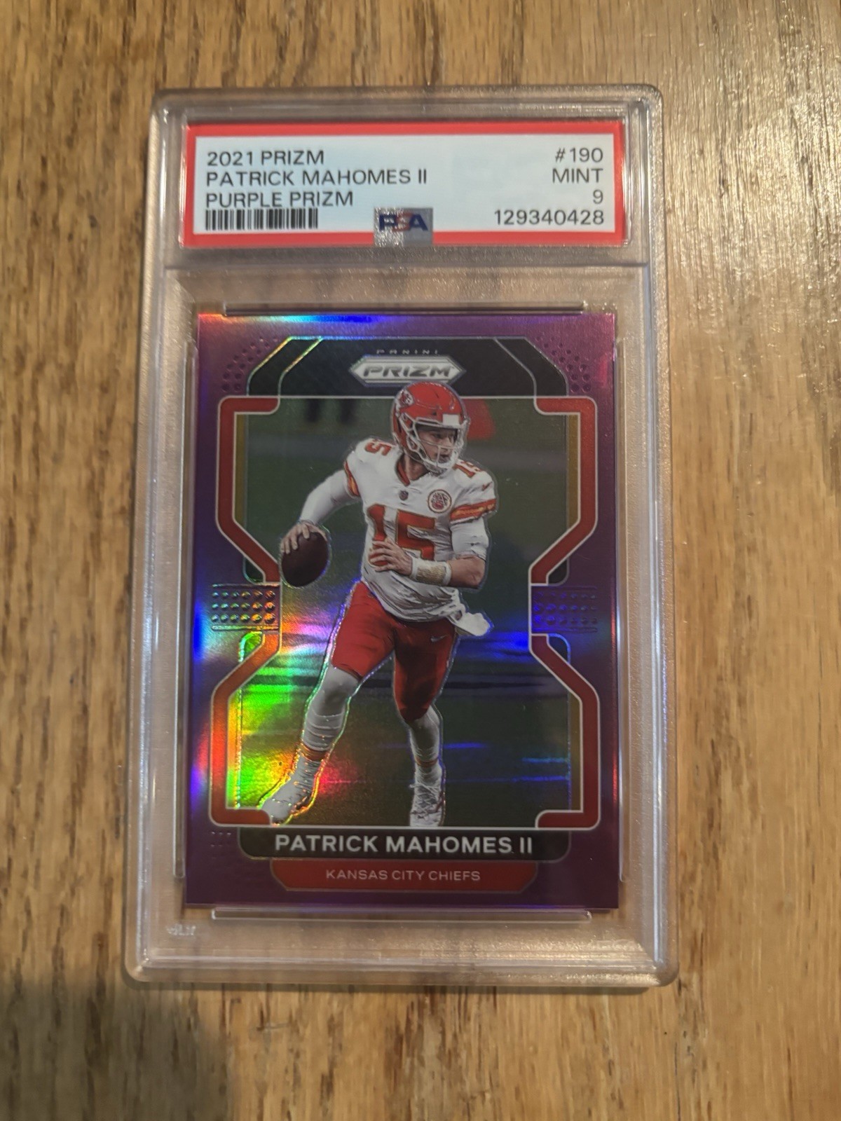 2021 Panini Prizm - Patrick Mahomes II #190 Purple Prizm /125 PSA 9