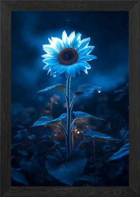 Eine einzelne leuchtende Sonnenblume blühend gerahmtes Wandbild Poster Leinwanddruck Bild