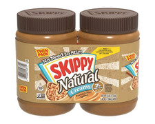 Skippy Natural Creamy Peanut Butter 48oz 2 Pack No Stir Spread