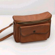 Vintage Camera Bag Tan Leatherette Shoulder S...