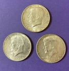 Lot of Three 1964 Kennedy Half Dollar Coins 90% Silver, Circulated