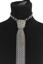 Chainmail TIE, New Item, Aluminum Butted Silver Tie gift