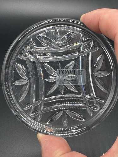 Vintage Towle Lead Crystal Cut Clear Glass Coasters Engraved Star Lot Of 5 - Picture 2 of 6