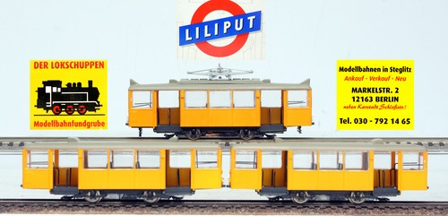 Liliput 19300: Straßenbahn, 3-teilig, gelb, H0/ 1:87 [E] | Zustand: Gebraucht